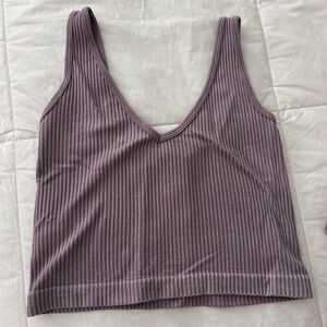 Purple ribbed cropped tank top - Aura